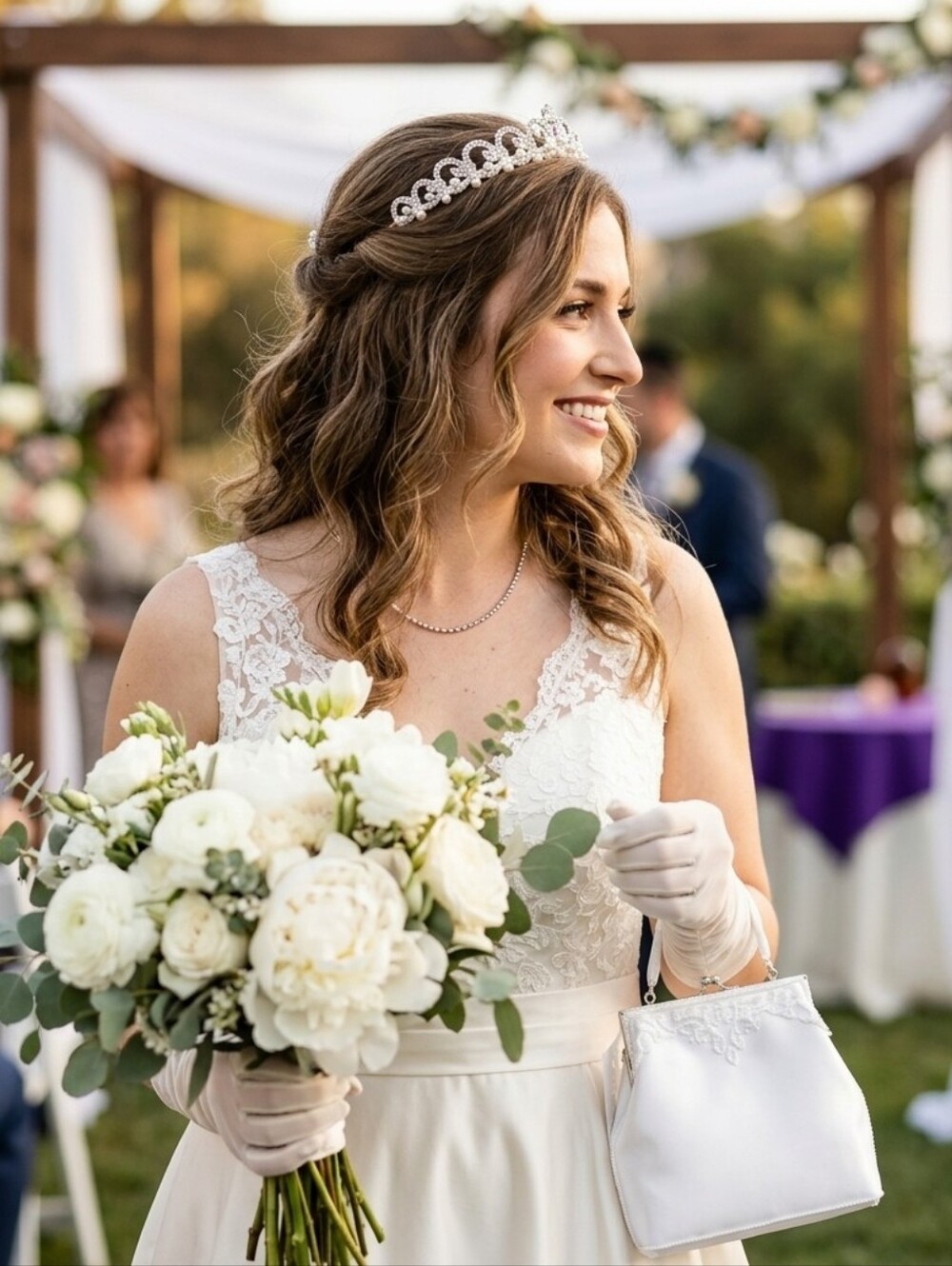 NWT David's Bridal Wedding Tiara and Purse